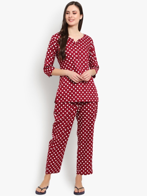 

Desi Rang Women Red Printed Night Suit