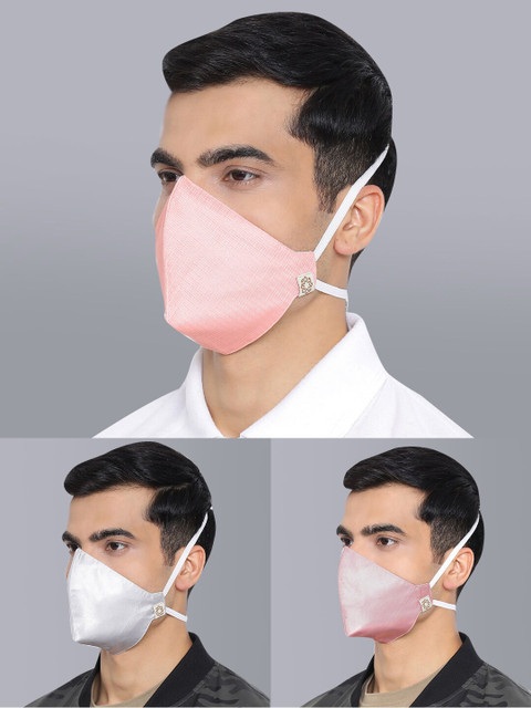 

VASTRAMAY Unisex Pack Of 3 Solid Reusable 3-Ply Cloth Masks, Pink