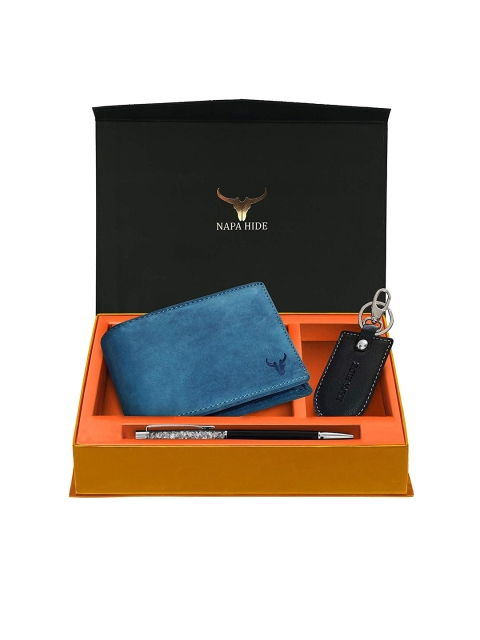 

NAPA HIDE Men Blue RFID Protected Genuine Leather Accessory Gift Set