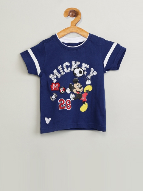 

max Boys Blue Printed Round Neck T-shirt