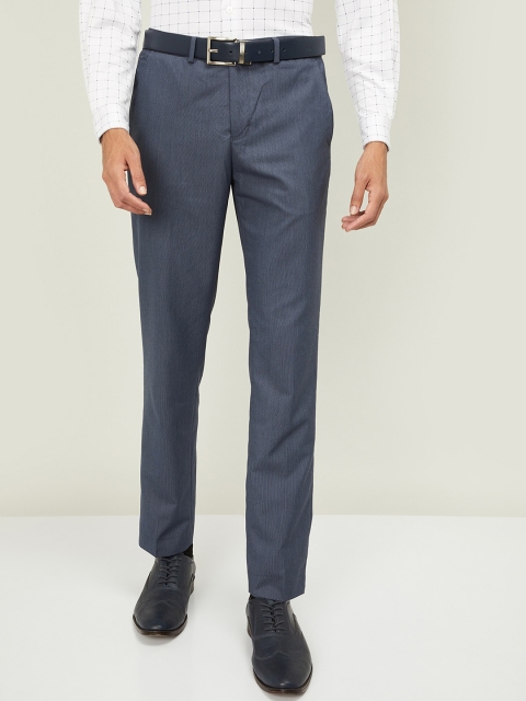 

CODE by Lifestyle Men Blue Slim Fit Solid Formal Trousers