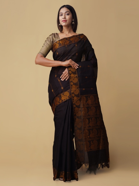 

Unnati Silks Black Woven Design Handloom Saree