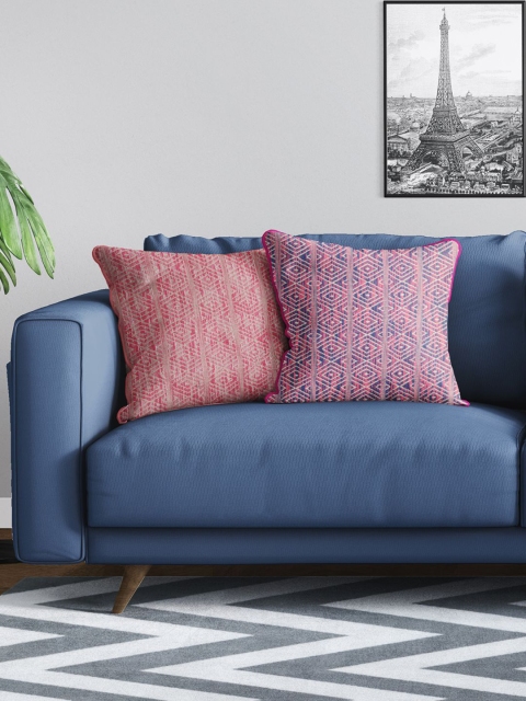 

BIANCA Pink & Magenta Set of 2 Geometric Square Cushion Covers