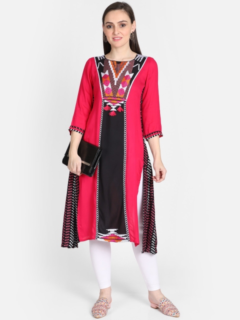 

Bani Women Women Fuchsia Woven Design A-Line Kurta