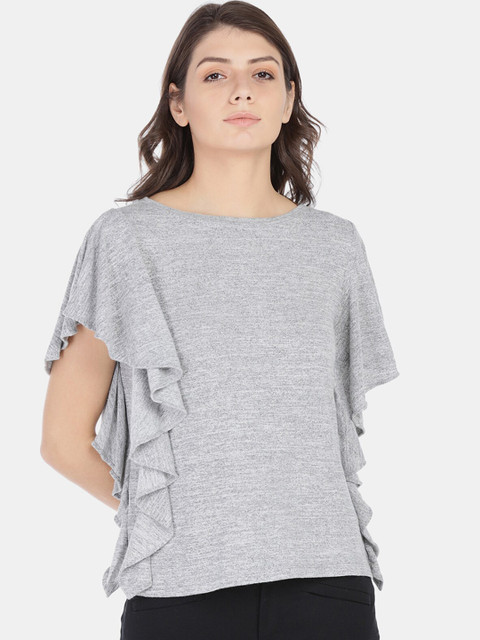 

GAP Women Grey Softspun Flutter Sleeve Top