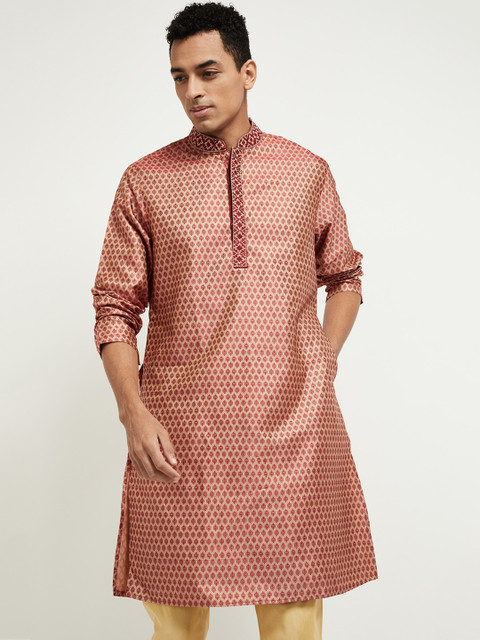 

max Men Red Woven Design Straight Kurta