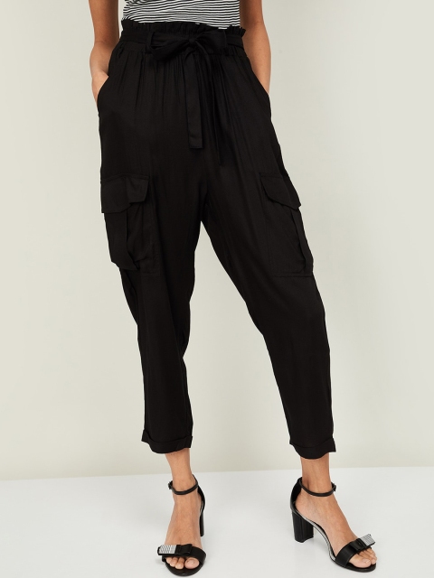 

Ginger by Lifestyle Women Black Regular Fit Solid Cargos