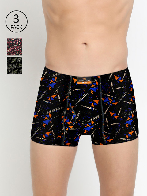 

DIXCY SCOTT Men Pack Of 3 Cotton Assorted Trunks K1-PR64451