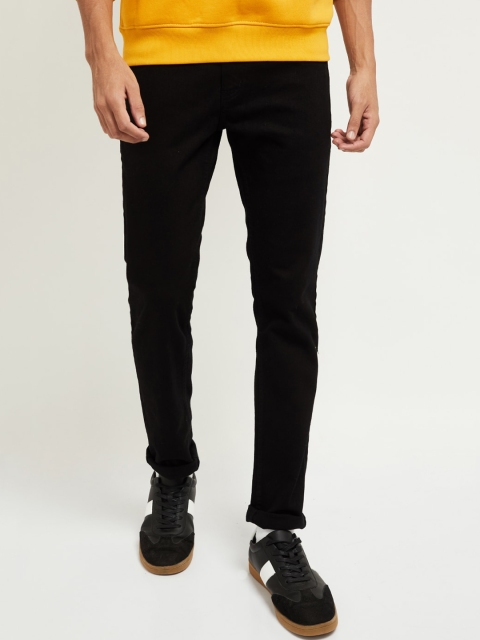 

max Men Black Skinny Fit Mid-Rise Clean Look Stretchable Jeans