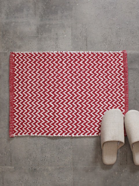 

House This Red & White Self Design Floor Mat