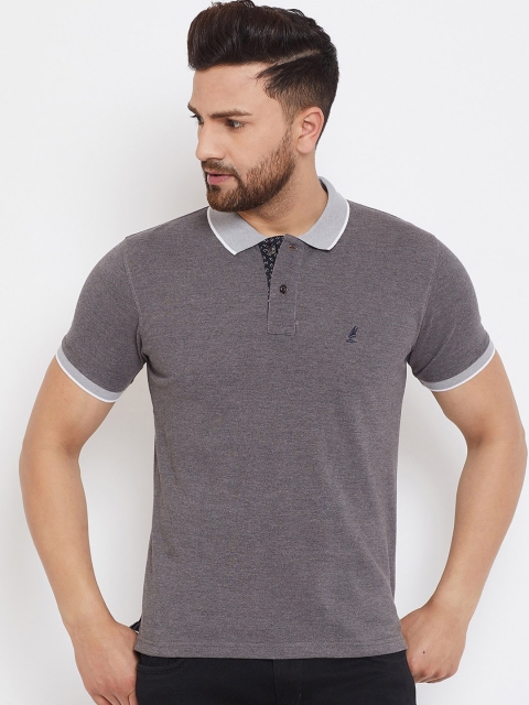 

HARBORNBAY Men Grey Solid Polo Collar T-shirt