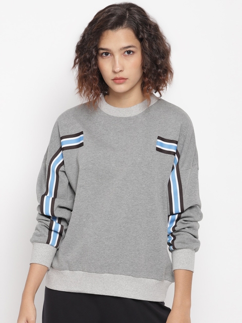 

LA LOFT Women Grey & Brown Striped Top
