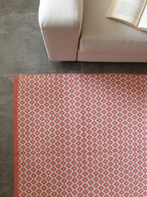 

House This Pink & White Self-Design Cotton Floor Mat
