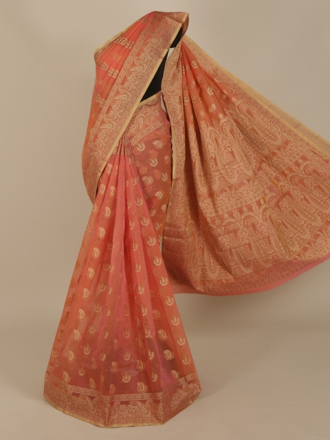 

Pothys Peach-Coloured Woven Design Cotton Blend Saree