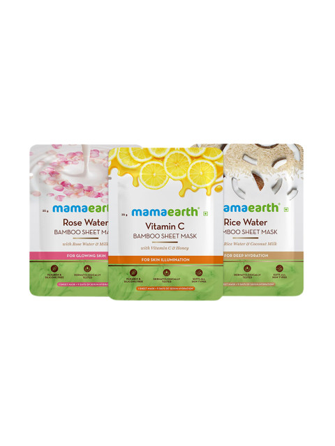 

Mamaearth Unisex White Pack Of 3 Sheet Masks 75 g