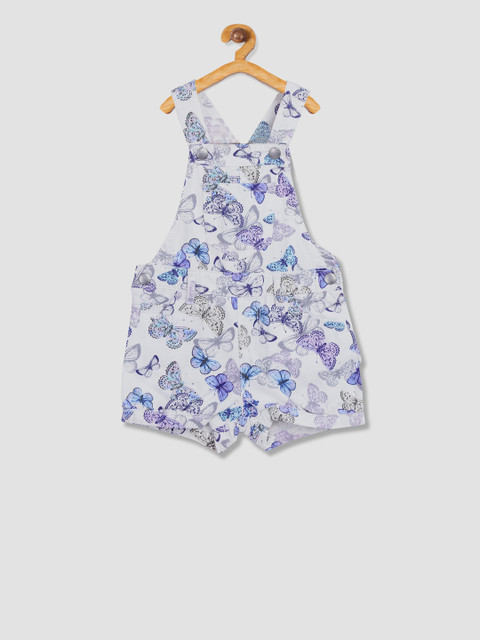 

The Childrens Place Infants White & Blue Printed Romper