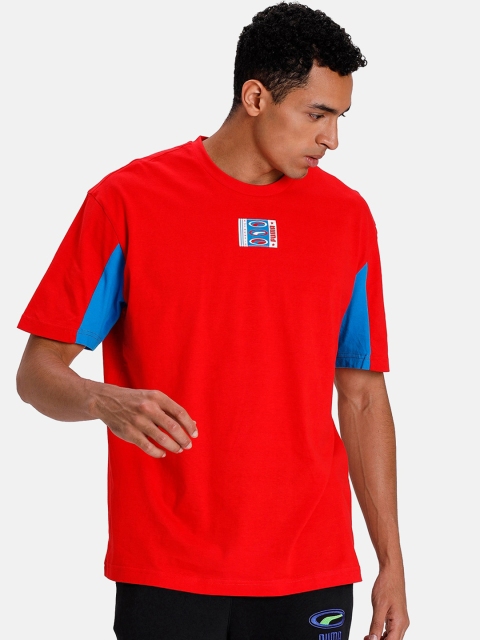 

Puma Men Red Colourblocked Round Neck T-shirt