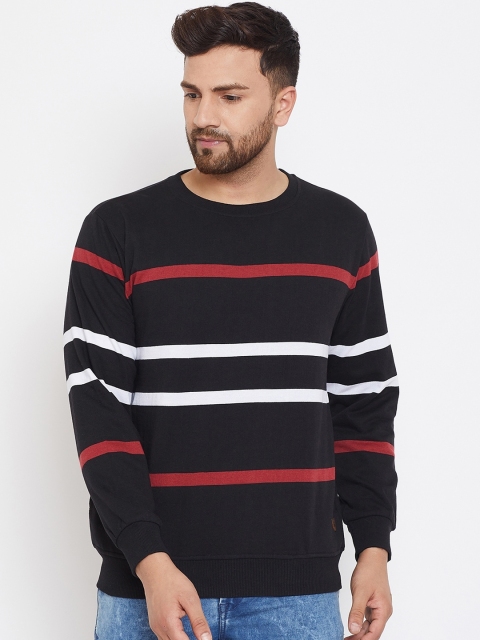 

Austin wood Men Black Striped Sweatshirt