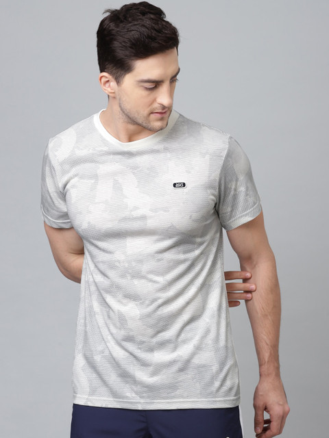 

ASICS Men Cream-Coloured Printed Round Neck T-shirt
