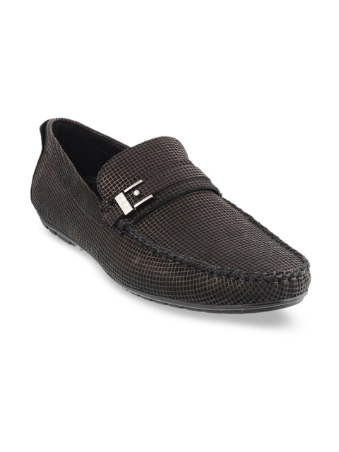 

DAVINCHI Men Black Textured Leather Loafers