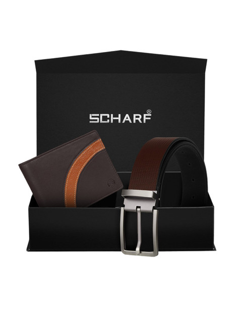 

SCHARF Men Brown Genuine Leather Belt & Wallet Accessory Gift Set
