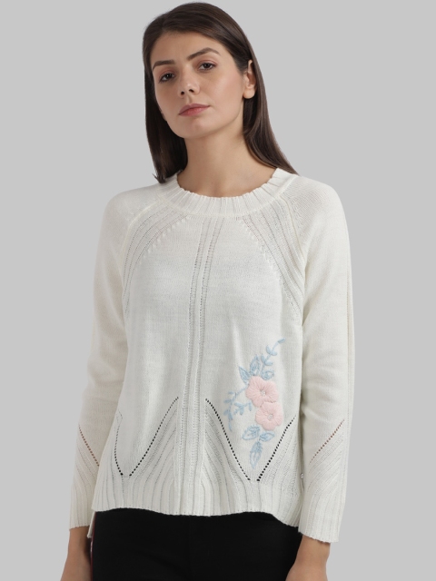 

Parx Women White Self Design Pullover Sweater