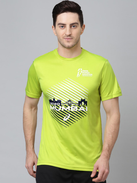 

ASICS Men Fluorescent Green Printed Round Neck T-shirt MUMBAI GRAPHIC