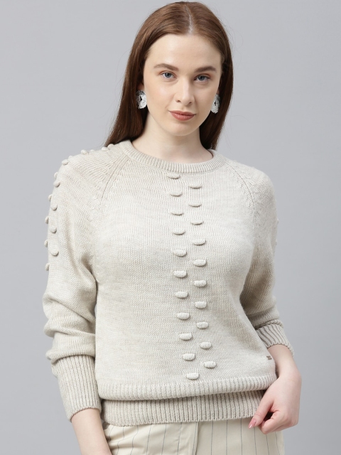 

Park Avenue Woman Women Off-White Self Design Pullover Sweater