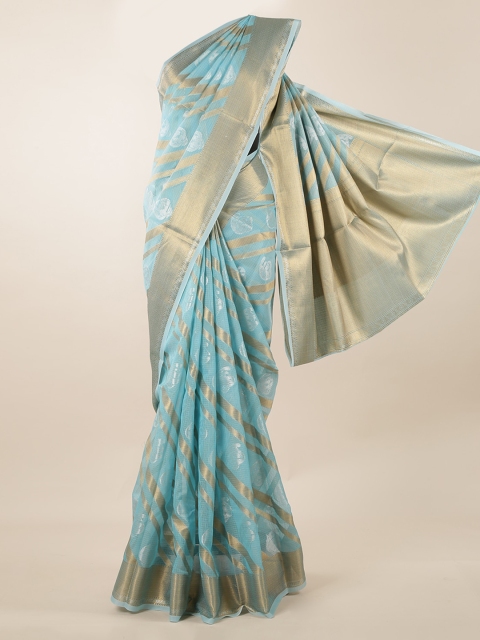 

Pothys Blue Woven Design Supernet Saree