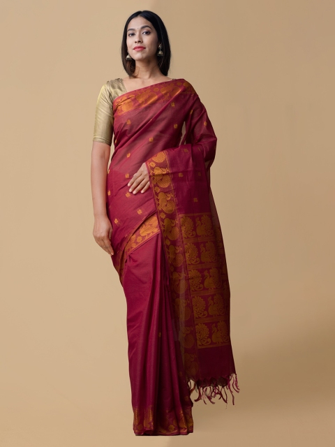 

Unnati Silks Red Handloom Woven Design Mysore Silk Saree