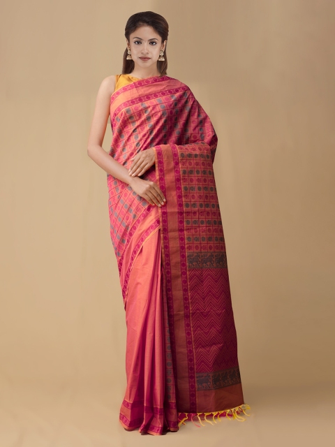 

Unnati Silks Orange Woven Design Mysore Silk Saree