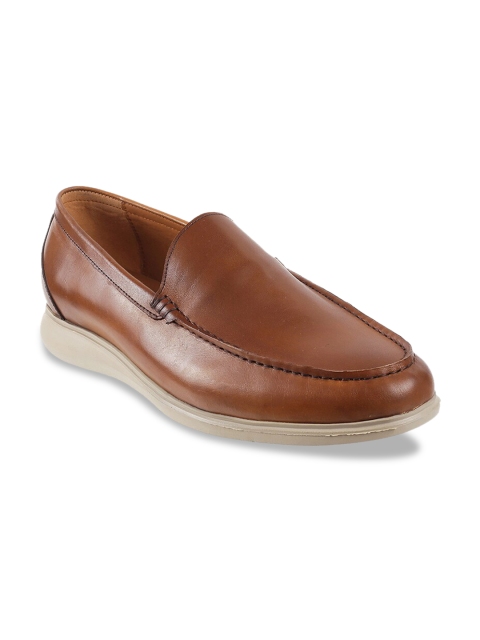 

DAVINCHI Men Tan Brown Solid Leather Formal Slip-Ons