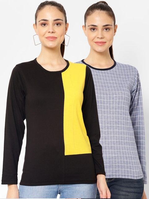 

VIMAL JONNEY Women Multicoloured Striped Hood T-shirt, Multi
