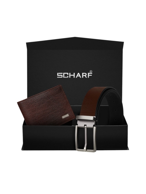 

SCHARF Men Brown Genuine Leather Formal Belt & Wallet Gift Set
