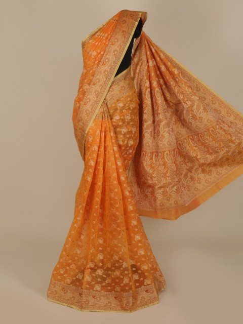 

Pothys Orange Woven Design Cotton Blend Manipuri Saree