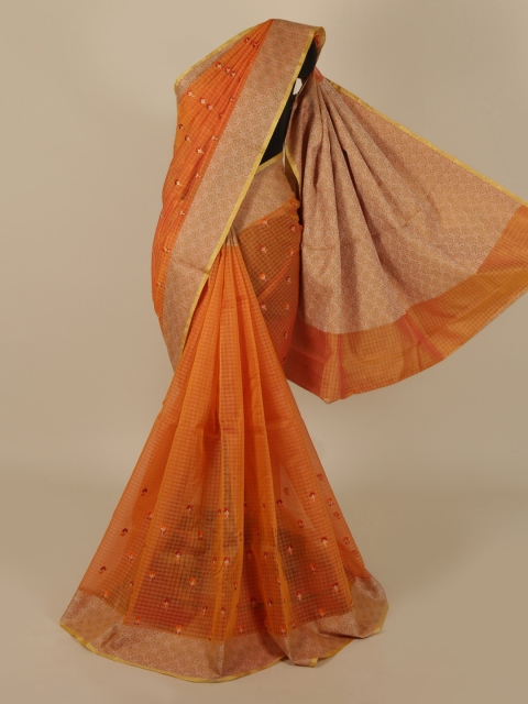 

Pothys Orange Woven Design Cotton Blend Saree