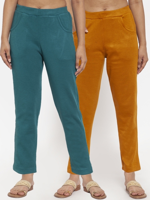

TAG 7 Women Pack of 2 Solid Leggings, Mustard