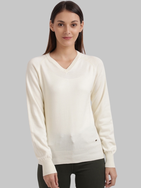 

Parx Women Cream-Coloured Solid Pullover Sweater