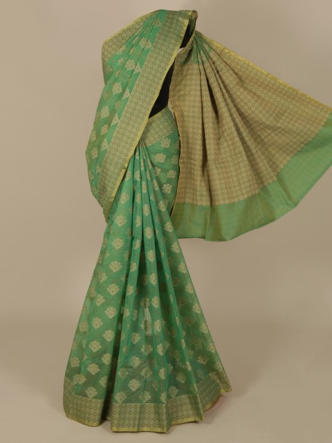 

Pothys Green Checked Saree