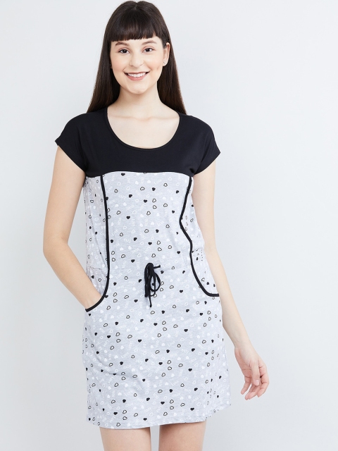 

max Women Grey Melange Printed T-shirt Dress