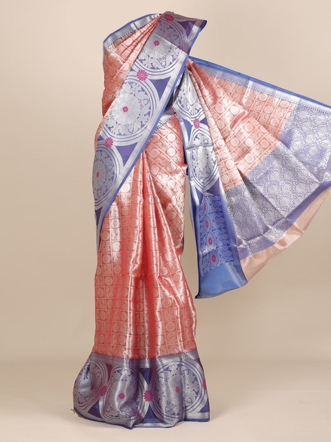 

Pothys Pink & Blue Tissue Woven Design Saree