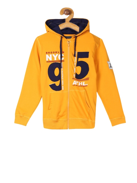 

Cherokee Boys Mustard Printed Hooded Sweatshirt
