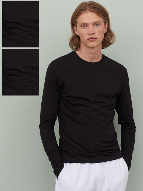 

H&M Men Black 3-Pack Tops Slim Fit