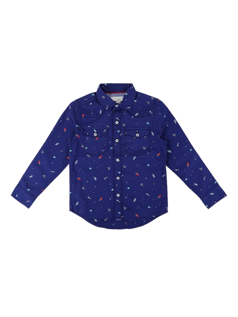 

Pantaloons Junior Boys Navy Blue Regular Fit Printed Casual Shirt