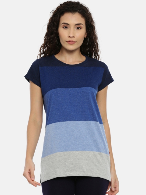 

GOLDSTROMS Women Blue Colourblocked Round Neck T-shirt