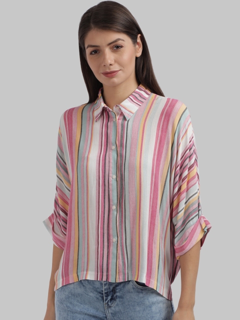 

Parx Women Multicoloured Regular Fit Striped Casual Shirt, Multi