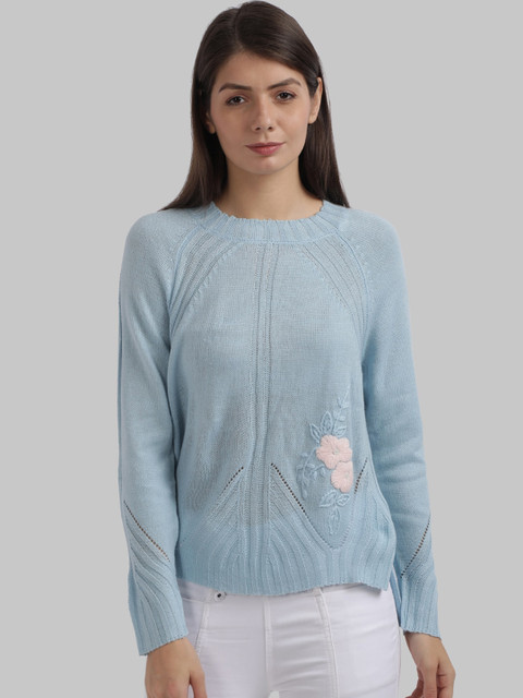 

Parx Women Blue Solid Pullover Sweater