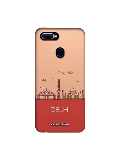 

CelfieDesign Peach-Colored & Red Delhi skyline Printed Oppo F9 Pro Sustainable Back Cover