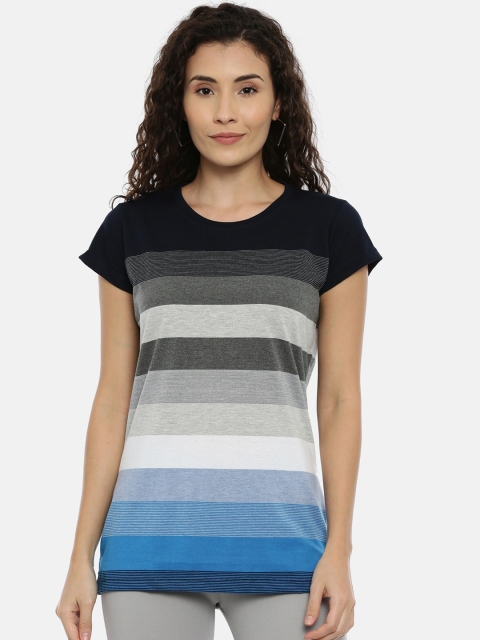 

GOLDSTROMS Women White Striped Round Neck T-shirt