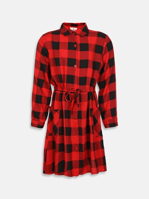 

Oxolloxo Girls Red Checked Shirt Dress